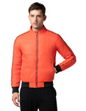 Fyltr Men'S Lightweight Winter Puffer Jacket With Contrast Piping Detail - Stand Collar | Full Zipper | Side Pockets | Ribbed Hem & Cuff,Tangerine Blaze,Tangerine Blaze,L