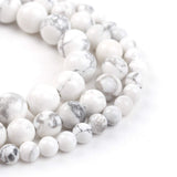 Filluck Natural Stone Beads 6mm White Howlite Turquoises Polished Round Smooth Gemstone Beads for Jewelry Making 15 Inch(White H