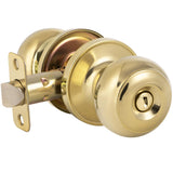 HOSOM Polished Brass Door Knob Privacy Door Knob with Lock, Interior Door Knobs for Bedroom and Bathroom, Keyless Doorknob with