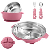 Wesketch Stainless Steel Baby Plate and Bowl with Suction, Baby Bowl and Divided Kids Toddler Plate with Removable Silicone Shel