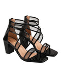 Shoetopia Patent Multi Cross Strap Black Block Heeled Sandals For Women & Girls /Uk5,Black,5,B0CBMNS68K