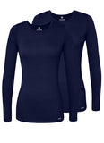 Adar Underscrubs for Women 2 Pack Long Sleeve Underscrub Comfort Tee 2902 Navy S