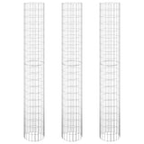 vidaXL Circular Galvanized Steel Gabion Raised Bed Set 3 pcs, Proof, Sturdy & Durable, Easy Assembly, 11.8 Diameter and 78.7