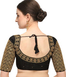Pujia Mills Women'S Embroidery Handwork Sequence Work Necklace Design Readymade Blouse (Black, 36)
