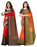 Satrani Women'S Poly Silk | Poly Silk Saree Combo Pack Of 2 With Unstitched Blouse Piece (2535S935N_1694S128N_Red | Orange)