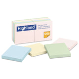 Highland 6549A SelfStick Notes, 3 x 3, Assorted Pastel, 100Sheet, 12/Pack