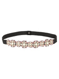 Anekaant Off White, Peach & Multi Bead Work Floral Polyester & Velvet Handmade Belt