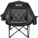 Overmont Oversized XL Camping Chair for Adults - 400lbs Support Heavy-Duty Padded Folding Chair with Side Pocket Cup Holder Cool