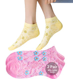Nicsy Floral Ruffle Socks For Women Girls WomenS Comfort Ankle Length Socks No Show, Summer Socks 2 Pair Combo (Mix Color,Free S