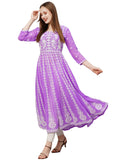 Anni Designer Women'S Georgette Chikankari Embroidered Anarkali Kurti (Kari Purple_M_Purple_Medium),Purple,M