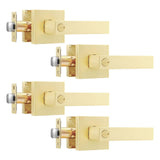 Leydebong 4 Pack Door Locks for Bedrooms, Keyless Door Handles Interior, Gold Door Knobs with No Keys, Bathroom Door Knobs, Bras