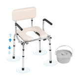 VEVOR Commode Chair, Bedside Commode with Padded Seat, Drop-Down Arms, 7-Level Adjustable Height, 5.8L Removable Bucket, Easy to