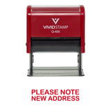 Please Note New Address Self Inking Rubber Stamp (Red Ink) XLarge