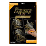 Royal & Langnickel Foil Engraving Art Kit Value Pack 8.75X11.5, Gold Rhinoceros, Giraffe & Elephant