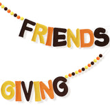 Breling 8ft Friendsgiving Banner Felt Ball Garlands Friendsgiving Party Decor Pre-strung Orange Yellow Brown Felt Banner for Fal