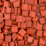 Burnt Sienna Orange Opaque Miyuki Tila Beads 7.2gm 2 Hole Seed Bead 5x5mm