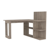 Tuhome Masai Writing Computer Desk, Five Open Shelves -Light Gray