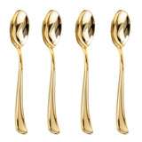 Liacere 200 Pack Gold Plastic Spoons - 6.7 inch Heavy Duty Plastic Spoons - Heavyweight Gold Disposable Spoons for Parties & Wed