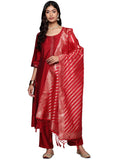 Libas Women's Silk Blend Kurta Sets (GS841_Red