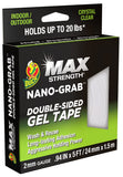 Duck MAX Strength NanoGrab DoubleSided Gel Tape, 0.94 x 5 ft, Clear