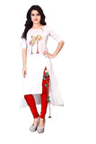 OM SAI LATEST CREATION Women's Slub-Rayon Half Sleeve Anarkli Kurti (White, Small)