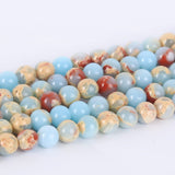 ALZLDYS 63pcs 6mm Natural Sky Blue Jasper Gemstone Smooth Beads Round Spacer Loose Stone Beads for Jewelry Making 15 1 Strand