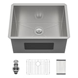 Lordear 24 Laundry Sink Stainless Steel - 24 x 19 x 13 Undermount Sink Single Bowl 16 Gauge Stainless Steel Deep Laundry Room Ut