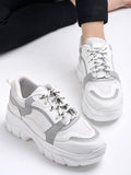 Shoeopia Lace-Up Detail Grey Chunky Sneakers For Women & Girls /Uk4,Grey,4,B0C71D11GB