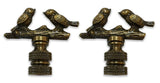 Birds on Tree Branch 1.63 Lamp Finial for Lamp Shade, Antique Brass, Set of 2