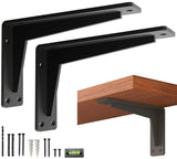 2 Pack Heavy Duty Shelf Brackets 10 Inch Mantel Decorative L Bracket for Shelves, Metal Shelf Support Bracket, Wall Mounted Gran