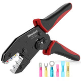 Newdeli Wire Crimping Tool for Heat Shrink Wire Connectors - AWG 22-10 Ratchet Wire Crimper Tool for Electrical Insulated Nylon