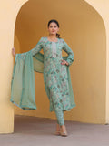 Anni Designer Women'S Rayon Blend Printed Straight Kurta With Pant & Dupatta (Vice Green-Nw_L_Green_Large),Green,L,,,
