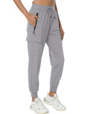 Women's Joggers with Pockets Lightweight - Water Resistant Quick Dry Cargo Athletic Pants for Hiking Running Camping Travel (Lig