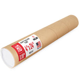 Paclord 4 x 24 Heavy-Duty Reinforced Cardboard Mailing Tube, Pack of 1 Tube with 2 Caps - Secure USPS Approved - Great for Shipp