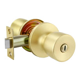 Leydebong 1 Pack Keyless Privacy Door Knob Lock with Thumb Turn, Gold Door Knob with Lock, Adjustable 60-70mm Backset for 35-45m