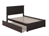 AFI Nantucket Full Size Platform Bed with Footboard and Full Trundle in Espresso