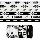 6 Pcs3 Yards CC Track Flying Shoes Ribbon for Crafting Sewing, 3/8 Inch Black White Grosgrain Ribbons for Gift Wrapping, Spo