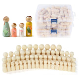 JMIATRY 100PCS Wooden Peg People Wooden Peg Dolls Unfinished Wooden People Figures With Storage Case Pegs Dolls Family Woodens P