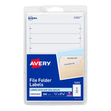 Avery PrintOrWrite Permanent Inkjet/Laser File Folder Labels, 5202, 5/8 x 3 1/2, White, Pack Of 252