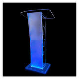 Acrylic Podium Stand with lights, 43 Transparent Pulpits for Churches with Large Reading Platform, Clear Presentation Podiums