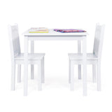 Humble Crew Kids Wooden Table and 2 Chairs Set, White - Square Kids Table and Chair Set for Toddlers and Children for Arts, Craf