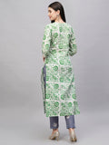 Gosriki Women'S Cotton Blend Straight Printed Kurta With Pant (Qantara Green-Gs_L_Green_Large),Green,,B0CSG3LL8Z