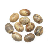 Fashewelry 50Pcs Natural Oval Picture Jasper Flat back Gemstone Cabochons 14x10mm Healing Chakra Crystal Stone Bead Cab Covers N