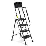 HBTower Step Ladder with Handrails, Folding Step Stool with Attachable Tool Bag & Anti-Slip Wide Pedal for Home Kitchen Pantry O