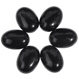 dssmboom 6 Pcs Oval Crystal Beads for Jewelry Making, Flat Back Black Agate Stone Cabochons for DIY Crafts Decoration, 22mmx30mm