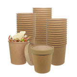 Belinlen 50 SET 16OZ Kraft Dessert Cups with Lids Compostable Paper Food Cup with Vented Lid, Pint Frozen Dessert Containers Ice
