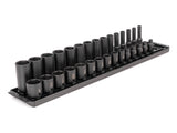 TEKTON 3/8 Inch Drive 6Point Impact Socket Set with Rails, 30Piece (1/41 in.) | SID91210