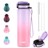 SLUXKE 24oz Insulated Water Bottle with Straw Lid, BPA-Free,Leak Proof 18/8 Stainless Steel Metal Vacuum Drinking Bottle for Sch
