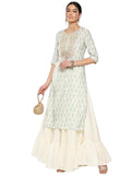 Anni Designer Women'S Cotton Blend Printed Straight Kurta (Chameli_Green_Large),Green,L