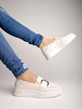 Shoetopia Smart Casual Chain Detailed White Loafers For Women & Girls,White,3,B0CBMSMKYL